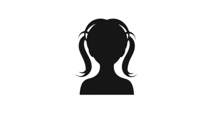Foto op Canvas Girl with hair tails avatar vector icon. filled flat © RedFish