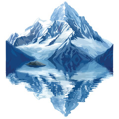 Mountain and Blue Glacier Lake Clipart 