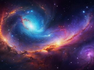 Nebula and stars in night sky web banner. Space background. - obrazy, fototapety, plakaty