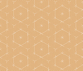 Abstract geometric pattern with stripes, lines. Seamless vector background. White and golden ornament. Simple lattice graphic design