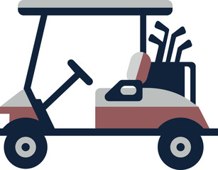 cartoon golf cart, flat illustration of golf cart