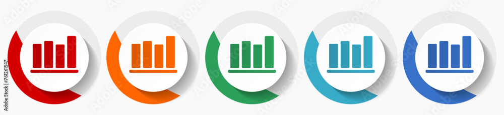 Aufkleber bar chart concept vector icon set, colorful infographic template easy to edit, set of colorful flat 