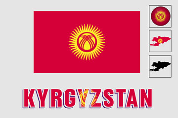Kyrgyzstan map and flag in vector illustration