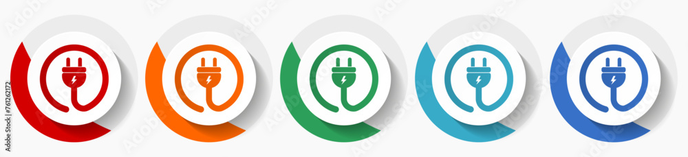 Poster electricity, energy vector icon set, flat icons for logo design, webdesign and mobile applications, 