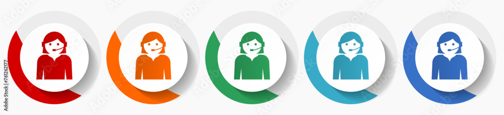 Aufkleber call center, customer service vector icon set, flat icons for logo design, webdesign and mobile appl