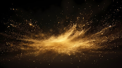 Abstract image of golden powder splash - obrazy, fototapety, plakaty