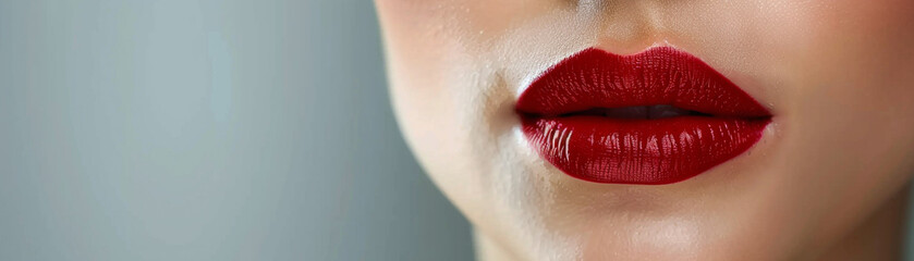 Use a cropped perspective to highlight the allure of a womans lips with a touch of red lipstick in a unique and captivating way