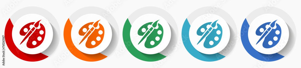 Poster paint brush, palette, art vector icon set, flat icons for logo design, webdesign and mobile applicat