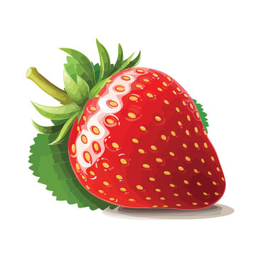 A ripe strawberry illustration with glossy red skin