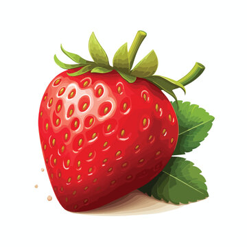 A ripe strawberry illustration with glossy red skin