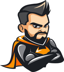 Spirited Sentinel Man Mascot Vector Logo Protecting Your Brand's Fortitude