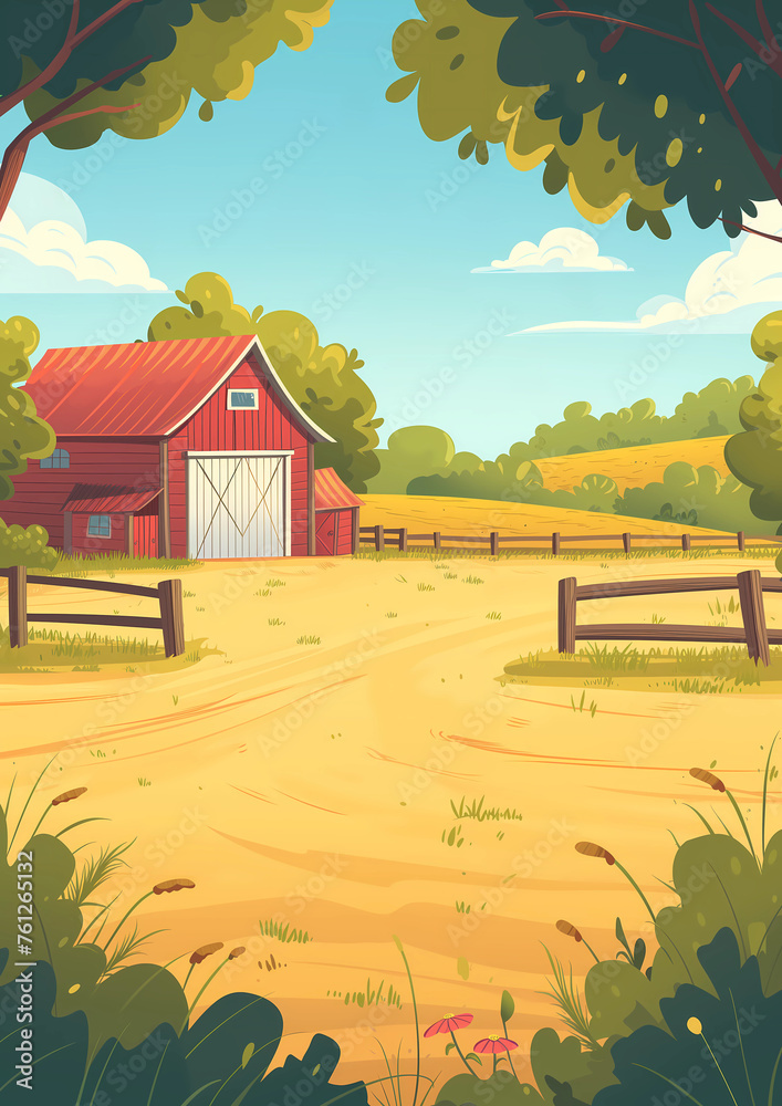 Wall mural Farmyard Outside Scenery Illustration