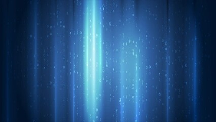 Bright glowing blue tech background with binary code numbers. Seamless looping motion design. Video animation Ultra HD 4K 3840x2160