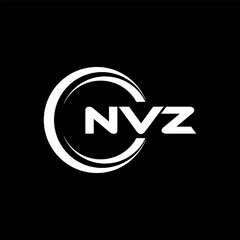 NVZ letter logo design with black background in illustrator, cube logo, vector logo, modern alphabet font overlap style. calligraphy designs for logo, Poster, Invitation, etc.