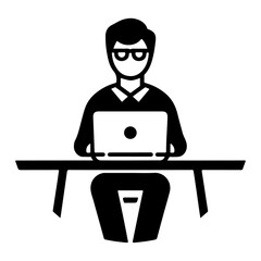 A Person working on a computer vector art illustration black color silhouette 21