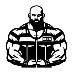 minimal and simple prisoner. Male criminal arrested. Killer man in jail. Jailhouse inmate. Jail uniform black vector silhouette