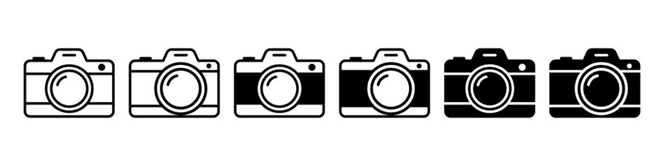 Photo camera icon set basic simple design