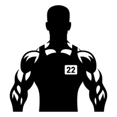 minimal and simple prisoner. Male criminal arrested. Killer man in jail. Jailhouse inmate. Jail uniform black vector silhouette