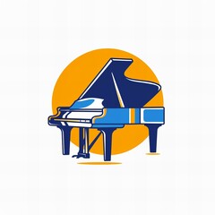 Flat vector logo of a piano