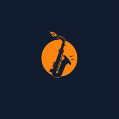 Flat vector logo of a saxophone 