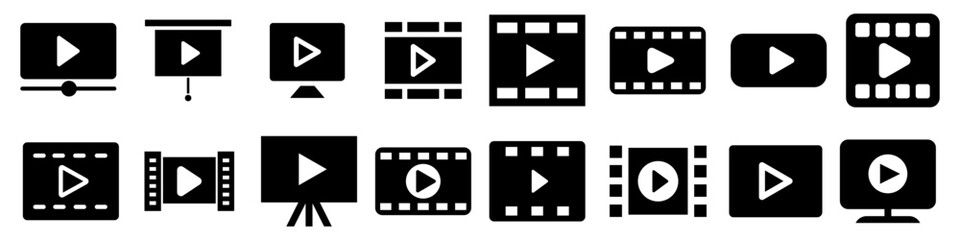 Play video icon vector set. Media player illustration sign collection. Video symbol. Play logo.