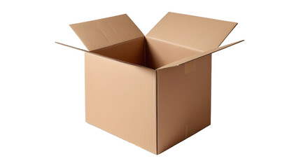 open cardboard box package box cutout on isolated transparent background 