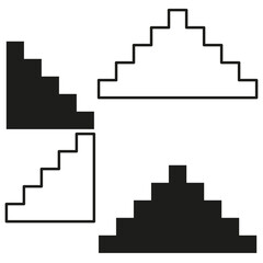 Pixelated staircase icons. Retro video game graphics. Step progression concept. Vector illustration. EPS 10.
