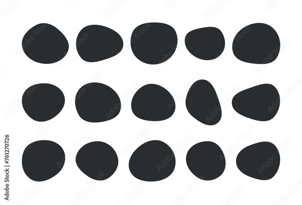 Fototapete collection of paint liquid black speech blotch spot irregular vector form isolated on transparent ba