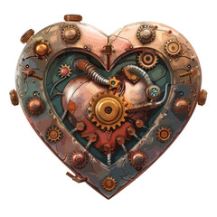 Steampunk heart Clipart isolated on white background