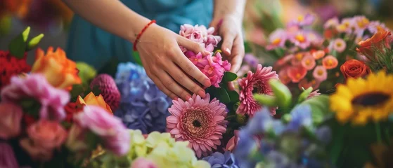  Eine Floristin bei der Arbeit. Das binden von Blumensträußen  © MH