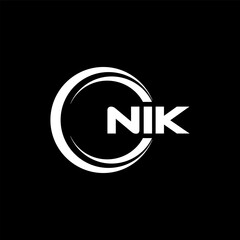 NIK letter logo design with black background in illustrator, cube logo, vector logo, modern alphabet font overlap style. calligraphy designs for logo, Poster, Invitation, etc. - obrazy, fototapety, plakaty