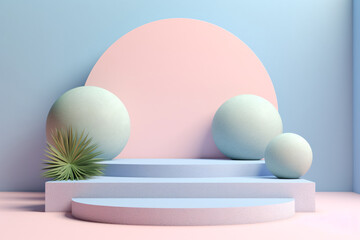 Fototapeta premium 3D Podium Decoration with Geometric Object Composition