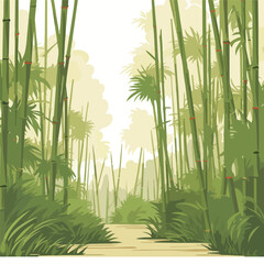 Fototapeta na wymiar A serene bamboo forest illustration with its slende