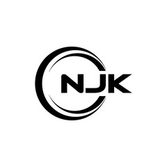 NJK letter logo design with white background in illustrator, cube logo, vector logo, modern alphabet font overlap style. calligraphy designs for logo, Poster, Invitation, etc.