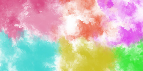 Fototapeta premium A beautiful sky filled with colorful clouds. Suitable for various design projects. Abstract powder splatted background. Colorful powder explosion on white background. 