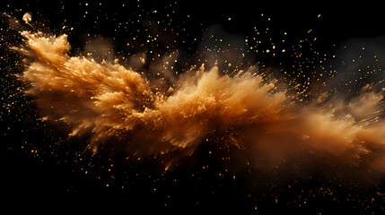 Abstract image of golden powder splash - obrazy, fototapety, plakaty