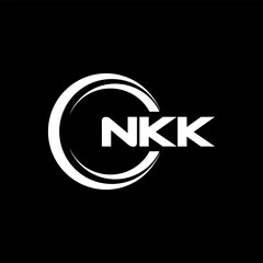 NKK letter logo design with black background in illustrator, cube logo, vector logo, modern alphabet font overlap style. calligraphy designs for logo, Poster, Invitation, etc.