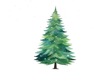 Watercolor painting of a christmas tree. Christmas tree isolated on a Transparent background. Generative AI