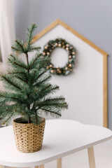Christmas decor, scandi children's room decorated for the new year