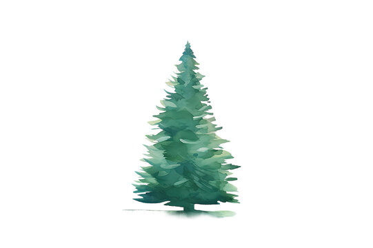 Watercolor painting of a christmas tree. Christmas tree isolated on a Transparent background. Generative AI