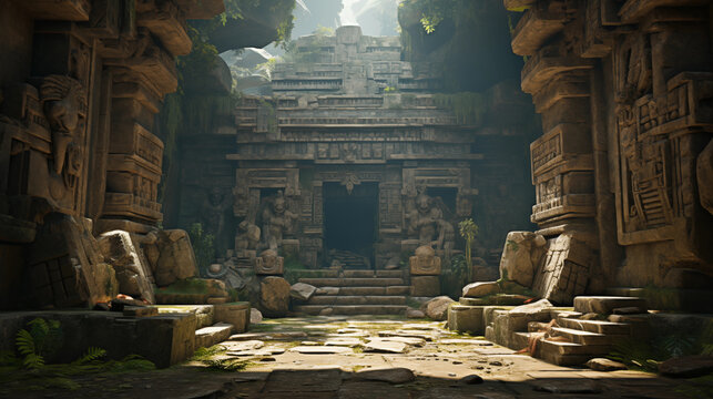 Ruins of old abandoned stone temple