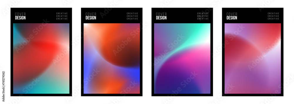 Leinwandbilder cover design set. blurred round shapes. futuristic abstract backgrounds with bright dynamic gradient