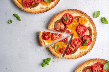 Tomato pie on baking paper