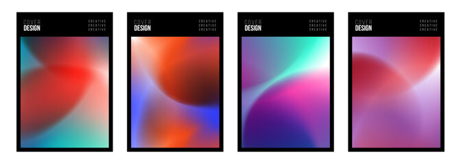 Cover Design Set. Blurred round shapes. Futuristic abstract backgrounds with bright dynamic gradients. Vibrant fluid colors. Vector illustration.