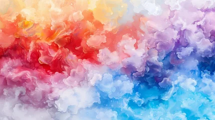 Tuinposter Colorful cloud in the sky,background,colorful smoke texture, watercolor painting style. © Evodigger