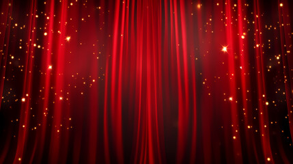 red curtain material, spotlight