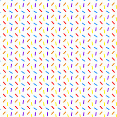 Fototapeta na wymiar Seamless bright confetti vector party pattern. Colorful sugar sprinkles design on transparent background