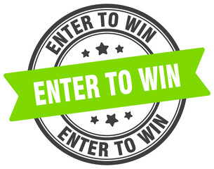 enter to win stamp. enter to win label on transparent background. round sign
