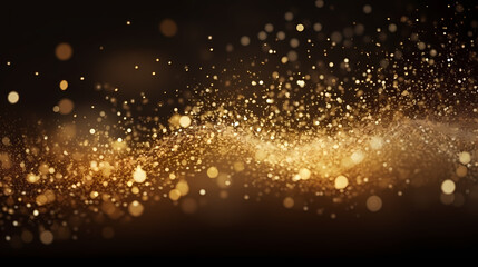 Dynamic explosion of golden glitter and dust