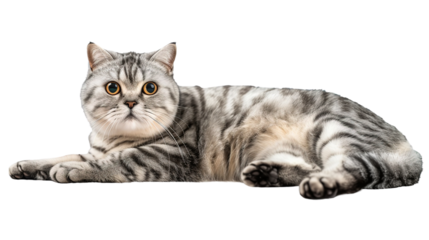 American Shorthair cat Scottish Fold full body beautiful transparent background